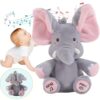 Peekaboo Elephant plush toy for babies, encouraging sensory play and fine motor skills.