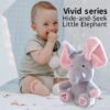 Peekaboo Elephant interactive plush toy with moving ears and musical tunes for babies.