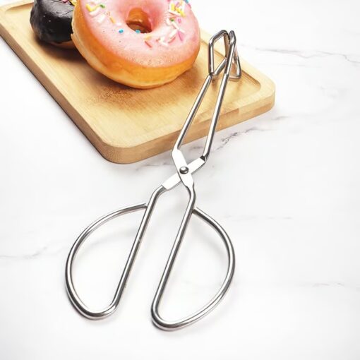 Conveniently designed Stainless Steel Food Tongs with a hole for easy hanging and storage.