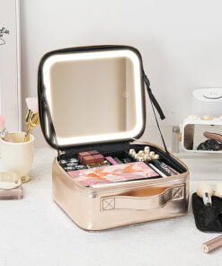 Travel in style with the Travel Makeup Case with LED Mirror.