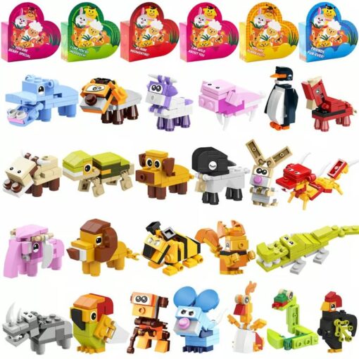 Surprise your loved ones with Animal Building Blocks – 24 animal blocks and a heart-shaped box for endless fun.