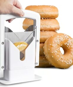 Experience safe, easy, and precise slicing with the Bagel Guillotine Slicer for all your bakery needs.