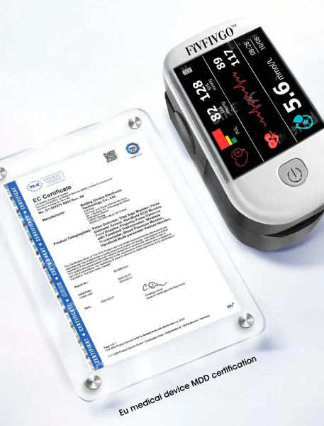 Track your blood sugar levels at home with Fivfivgo™ Non-Invasive Laser Blood Glucose Meter.