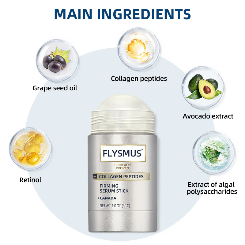 Flysmus™ Collagen Peptides Firming Serum reduces wrinkles and sagging.