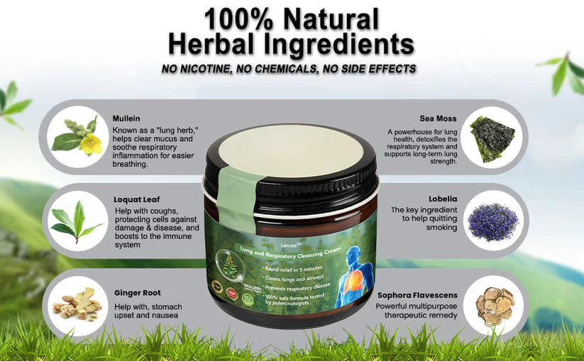 Lercea™ Mullein Clear Lung Repair Cream – Natural cream that strengthens lung function.