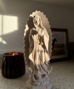 Virgen Mary Statue - Crafted from high-quality resin, this statue brings peace and serenity to your home or office with its calm and graceful depiction.