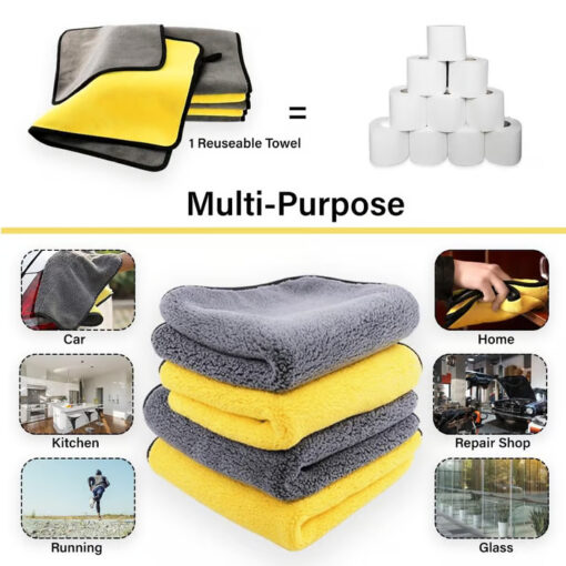 Versatile 600 GSM Car Towel perfect for car washing, household cleaning, and more.
