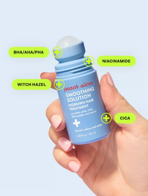 Smoothing Solution Ingrown Hair Treatment nourishes and calms skin after shaving, waxing, or sugaring.