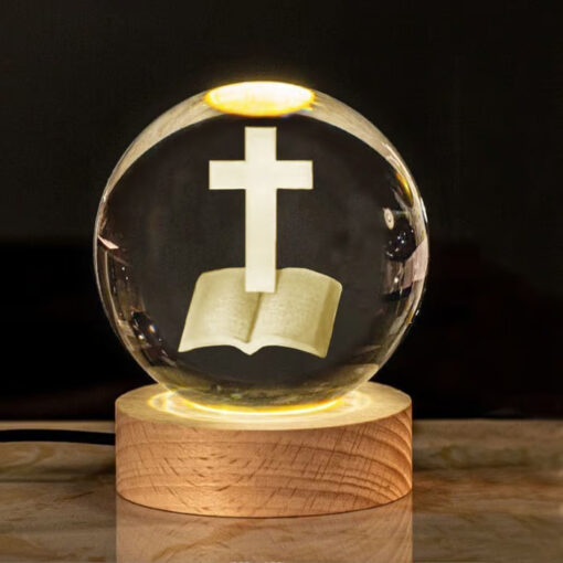 Healing Crystal Lighting Lamp - 3D laser-engraved crystal ball for divine protection and spiritual enlightenment.