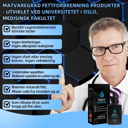 𝙎𝙥𝙯𝙫™ 𝐌𝐞𝐠𝐥𝐮𝐭𝐢𝐝𝐞 𝐎𝐫𝐚𝐥 𝐋𝐢𝐪𝐮𝐢𝐝 (Fettforbrenningsprodukt i matvarekvalitet, utviklet av Universitetet i Oslo, sterkt anbefalt av DNLF)