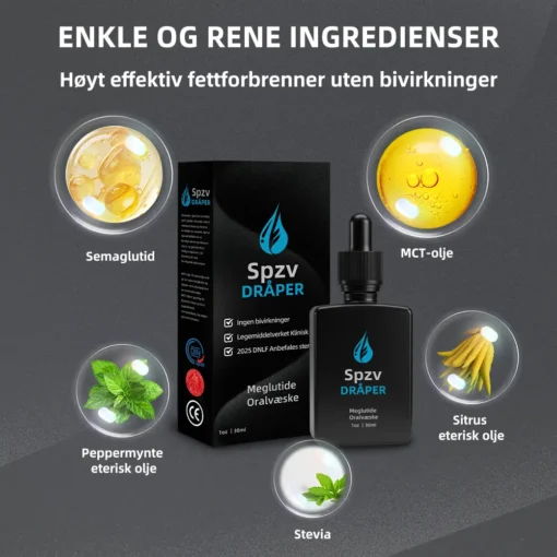 𝙎𝙥𝙯𝙫™ 𝐌𝐞𝐠𝐥𝐮𝐭𝐢𝐝𝐞 𝐎𝐫𝐚𝐥 𝐋𝐢𝐪𝐮𝐢𝐝 (Fettforbrenningsprodukt i matvarekvalitet, utviklet av Universitetet i Oslo, sterkt anbefalt av DNLF)