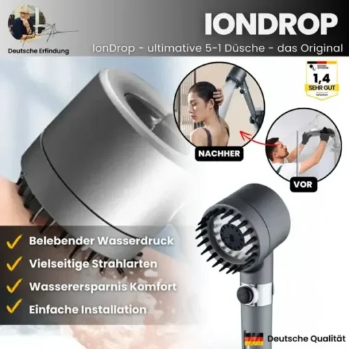 IonDrop – Hochdruck-Duschkopf für pures, sauberes Wasser und ein revitalisierendes Duscherlebnis – das Original